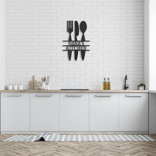 Kitchen Utensil Monogram - Steel Sign