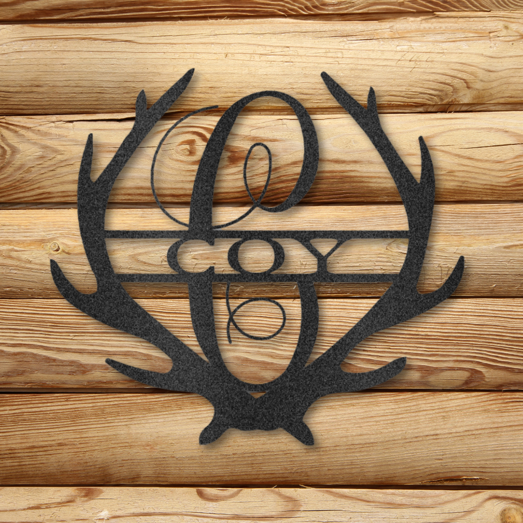 Custom Antler Monogram - Steel Sign