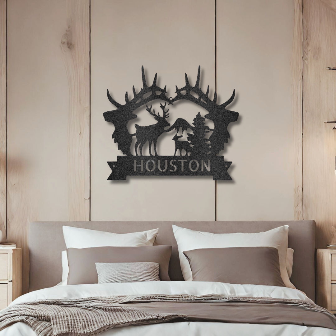 Big Antler Monogram - Steel Sign