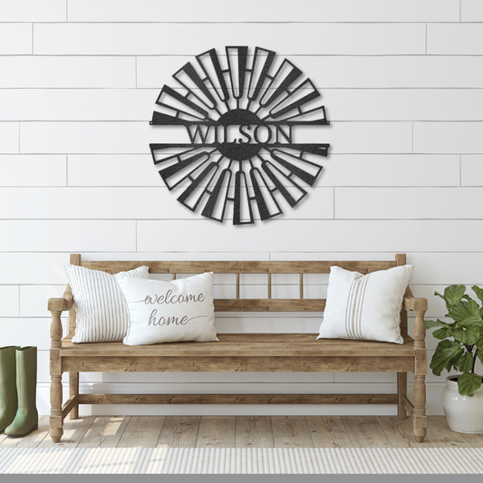 Fancy Windmill Monogram - Steel Sign