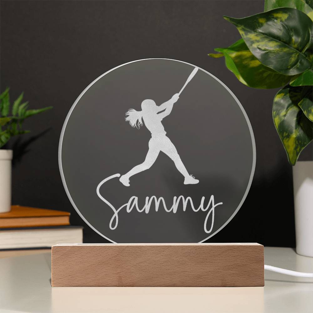 Custom Engraved Light-Up Acrylic - Girls Softball