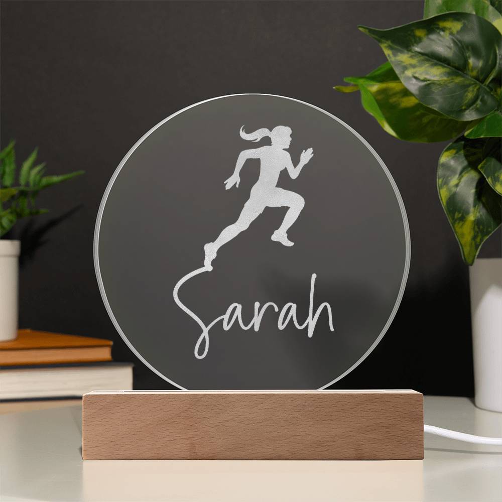 Custom Engraved Light-Up Acrylic - Girls Track / Cross Country Running