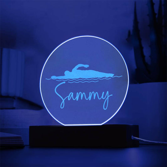 Custom Engraved Light-Up Acrylic - Girls Swimming