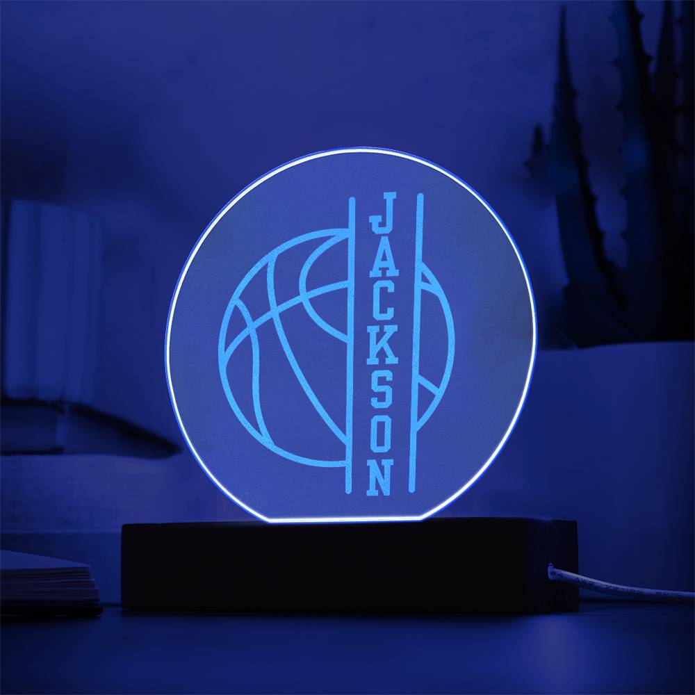 Custom Engraved Light-Up Acrylic - Basketball Monogram