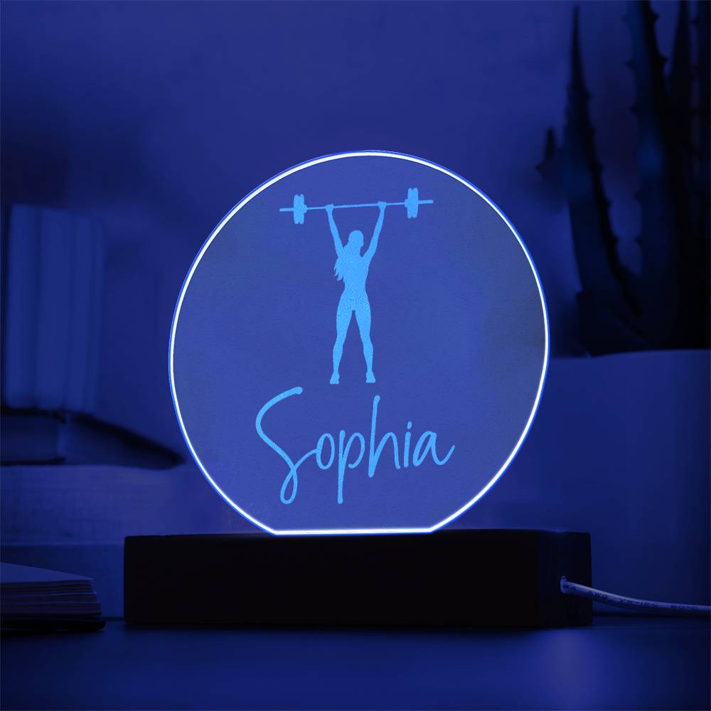 Custom Engraved Light-Up Acrylic - Girls Weightlifting