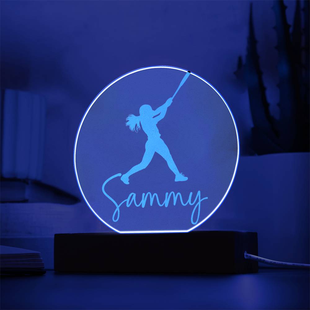 Custom Engraved Light-Up Acrylic - Girls Softball