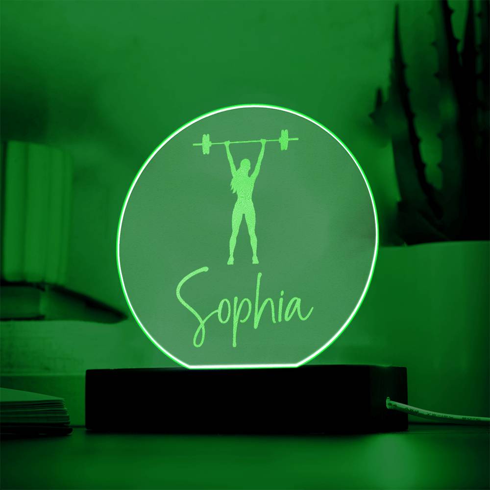 Custom Engraved Light-Up Acrylic - Girls Weightlifting