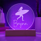 Custom Engraved Light-Up Acrylic - Girls Surfing