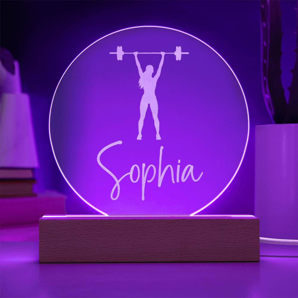 Custom Engraved Light-Up Acrylic - Girls Weightlifting