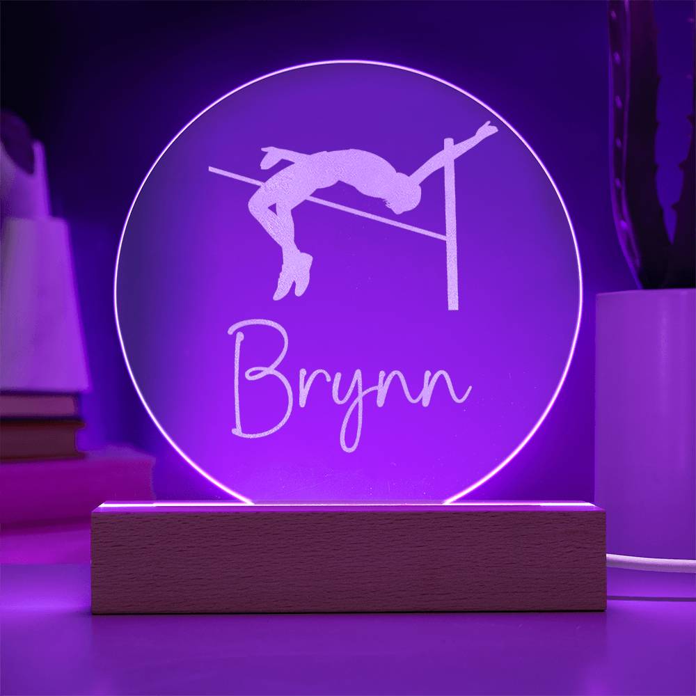 Custom Engraved Light-Up Acrylic - Girls Pole Vaulting