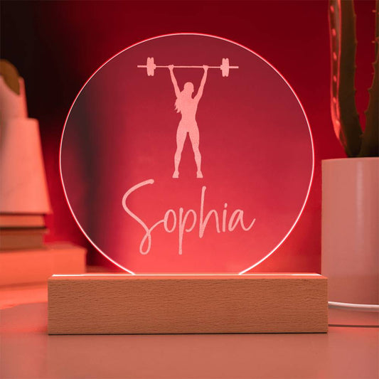 Custom Engraved Light-Up Acrylic - Girls Weightlifting