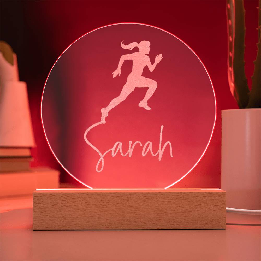 Custom Engraved Light-Up Acrylic - Girls Track / Cross Country Running