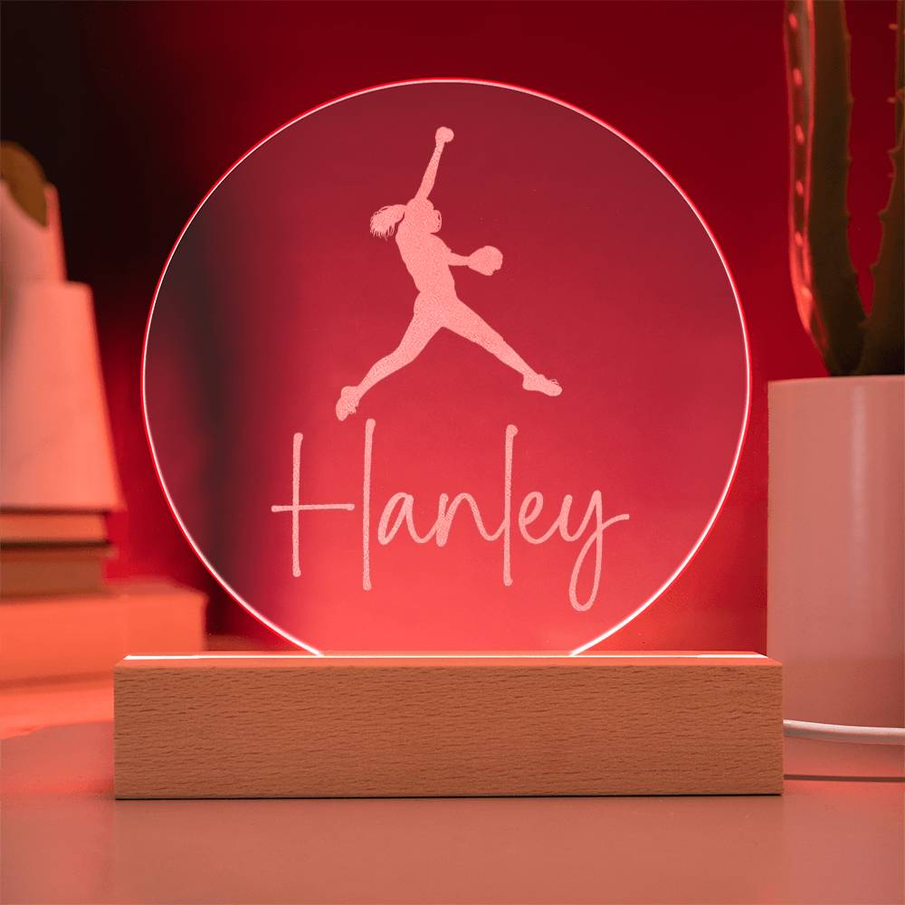 Custom Engraved Light-Up Acrylic - Girls Softball (Pitcher)