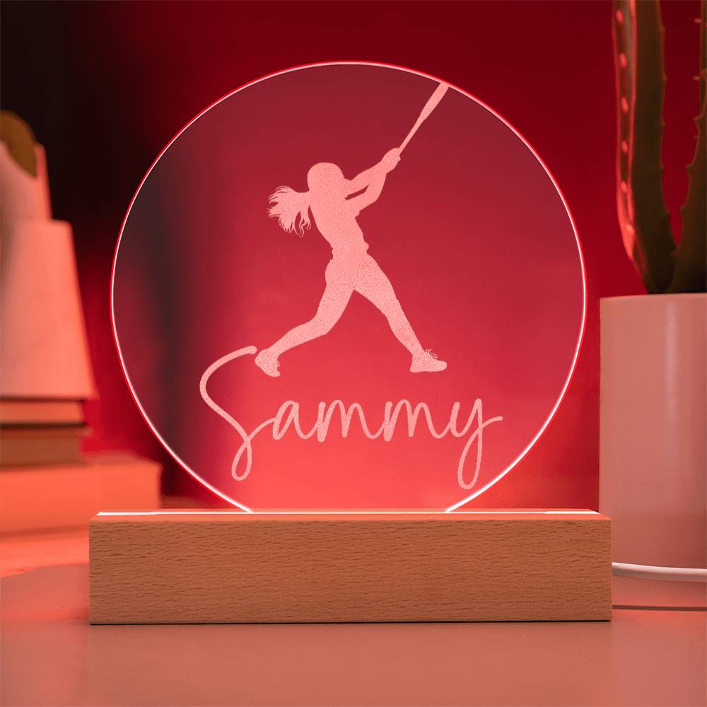 Custom Engraved Light-Up Acrylic - Girls Softball