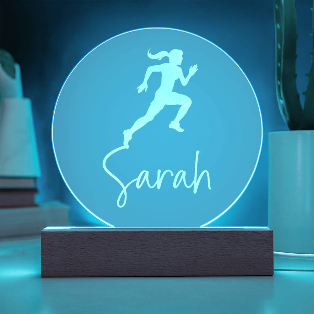 Custom Engraved Light-Up Acrylic - Girls Track / Cross Country Running