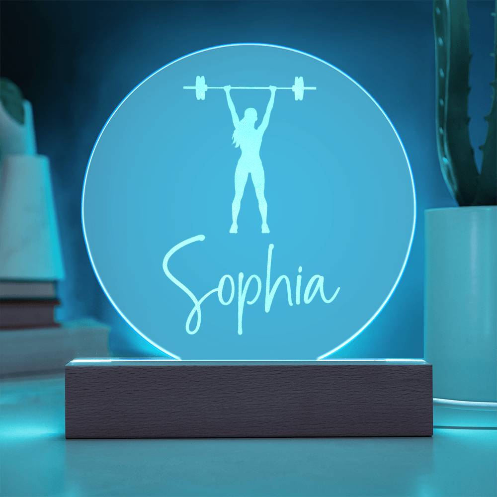 Custom Engraved Light-Up Acrylic - Girls Weightlifting