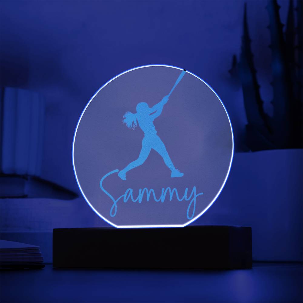 Custom Engraved Light-Up Acrylic - Girls Softball