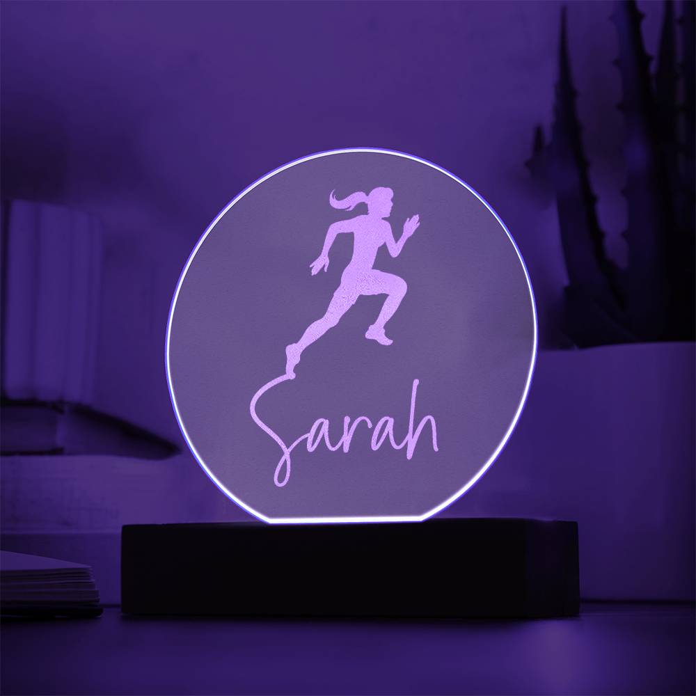 Custom Engraved Light-Up Acrylic - Girls Track / Cross Country Running