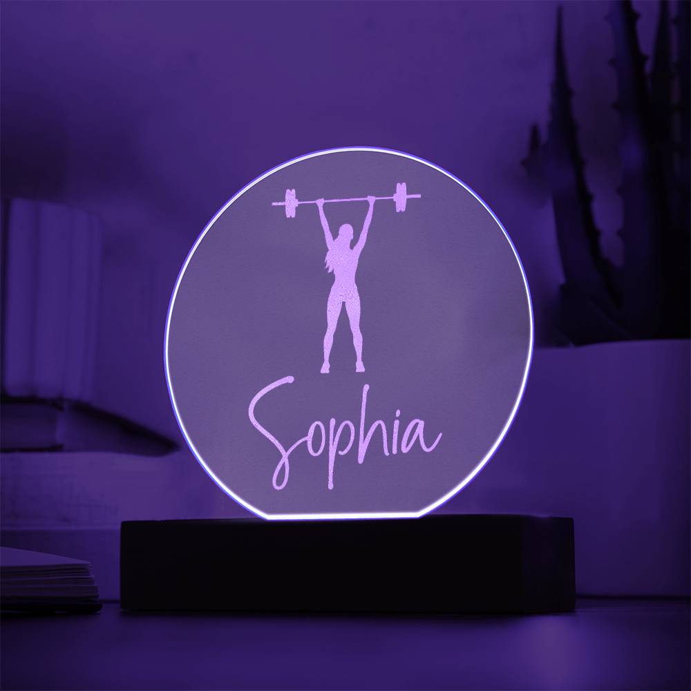 Custom Engraved Light-Up Acrylic - Girls Weightlifting