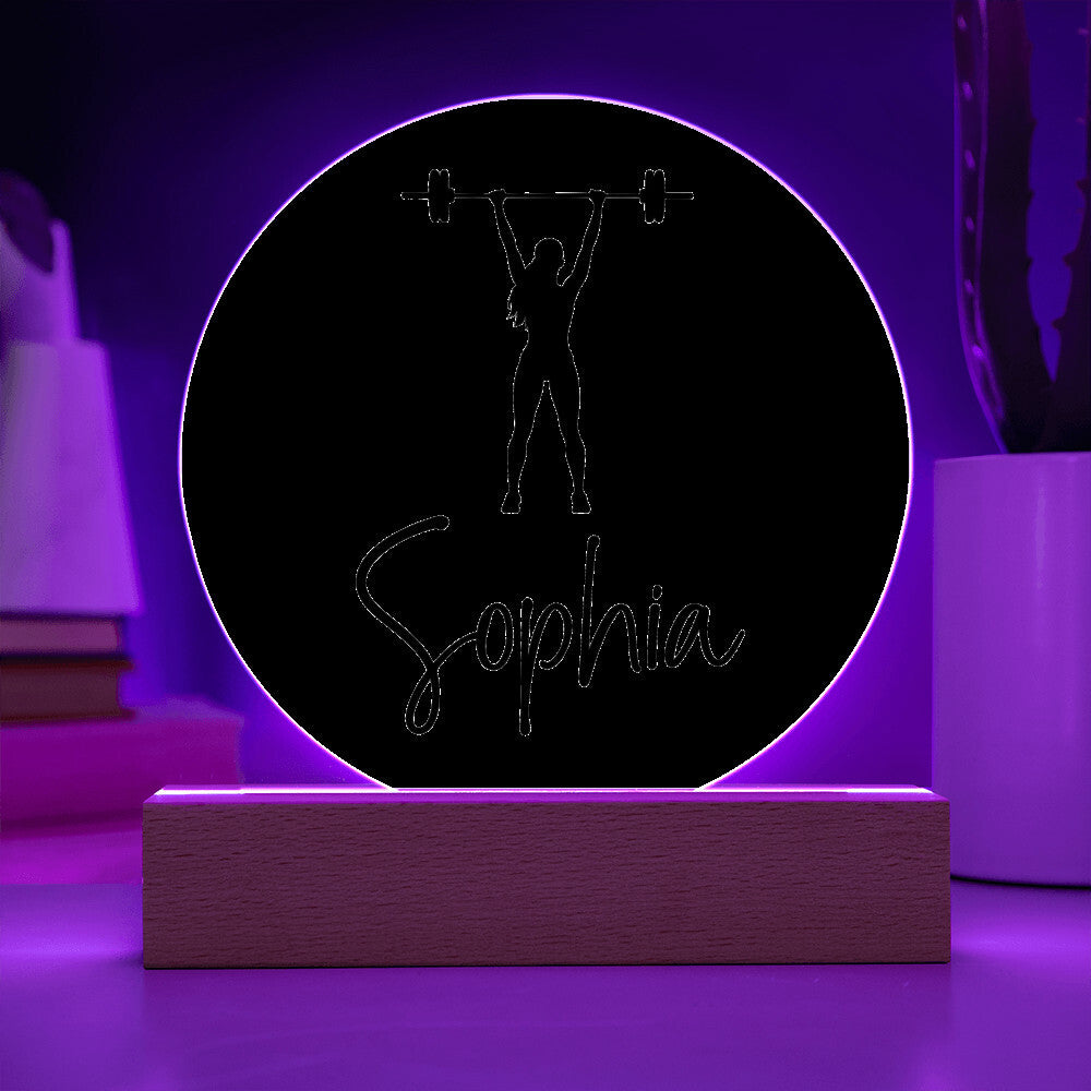 Custom Engraved Light-Up Acrylic - Girls Weightlifting