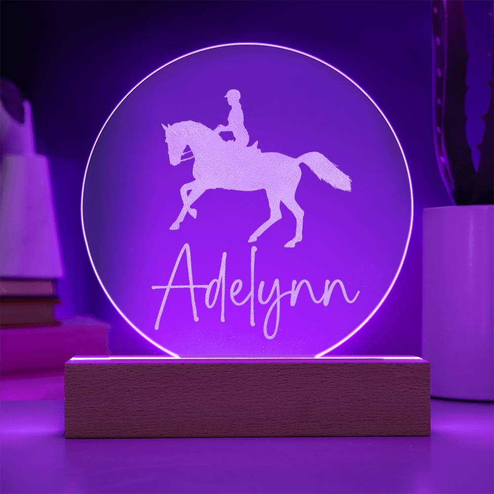 Custom Engraved Light-Up Acrylic - Girls Horseback Riding