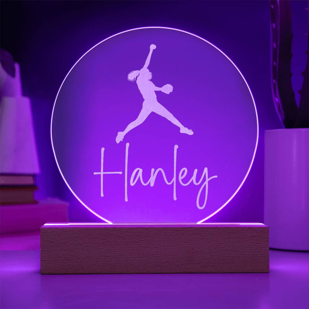 Custom Engraved Light-Up Acrylic - Girls Softball (Pitcher)