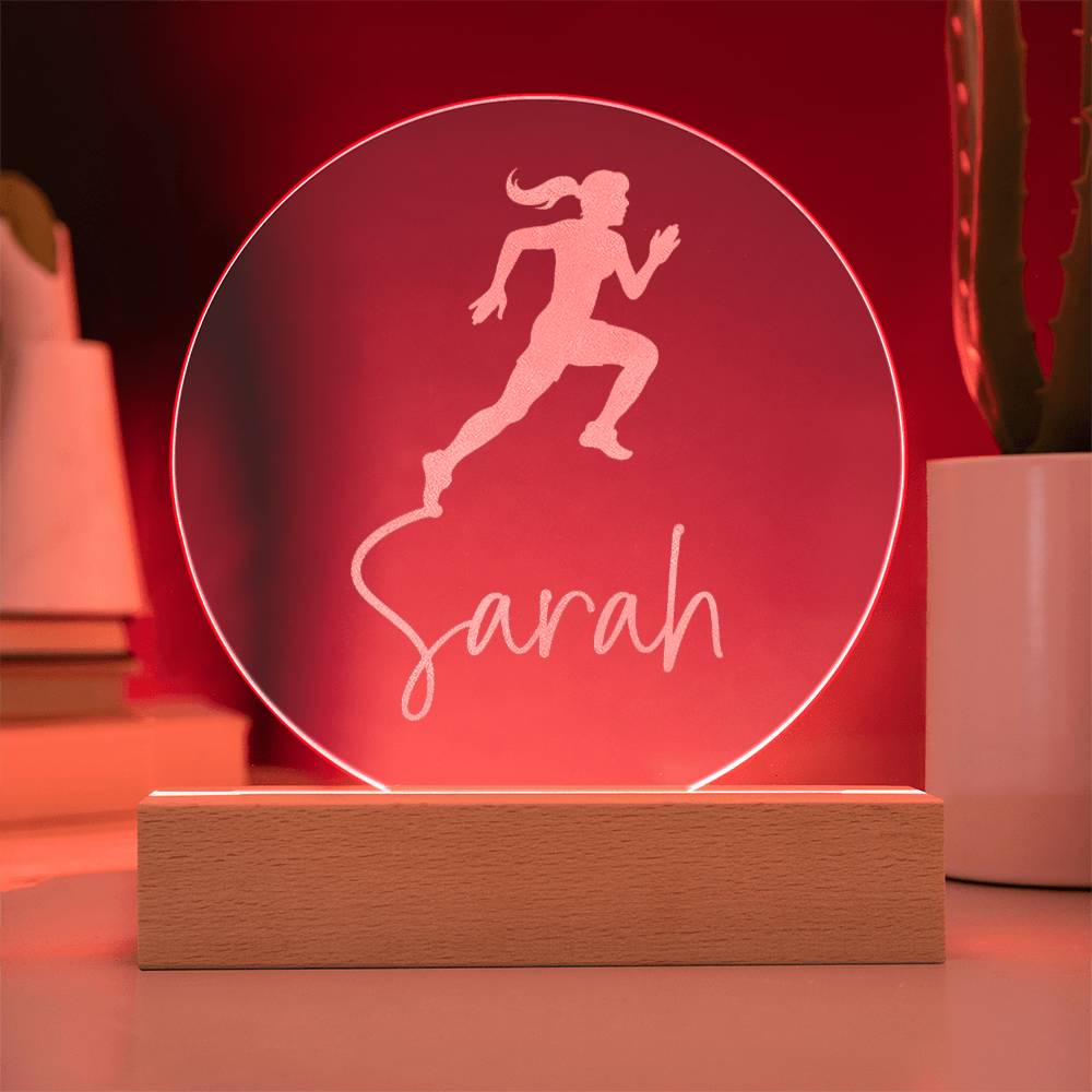 Custom Engraved Light-Up Acrylic - Girls Track / Cross Country Running