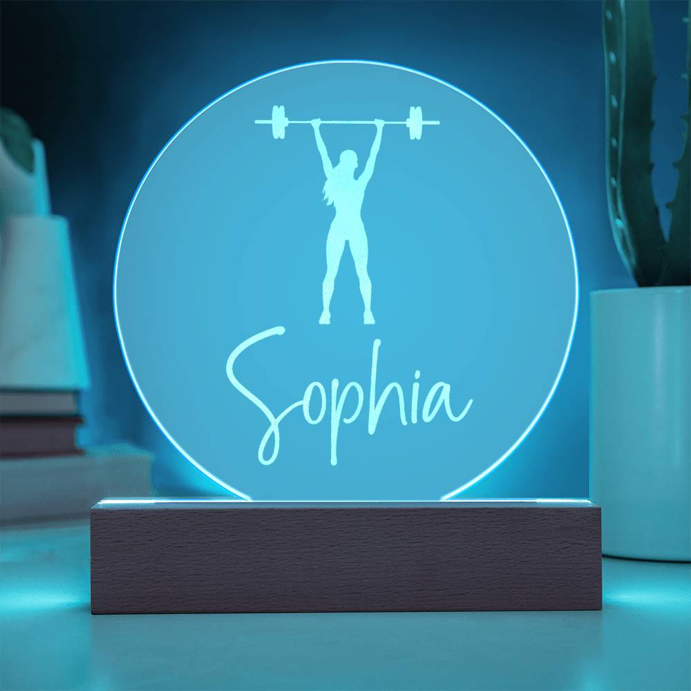 Custom Engraved Light-Up Acrylic - Girls Weightlifting