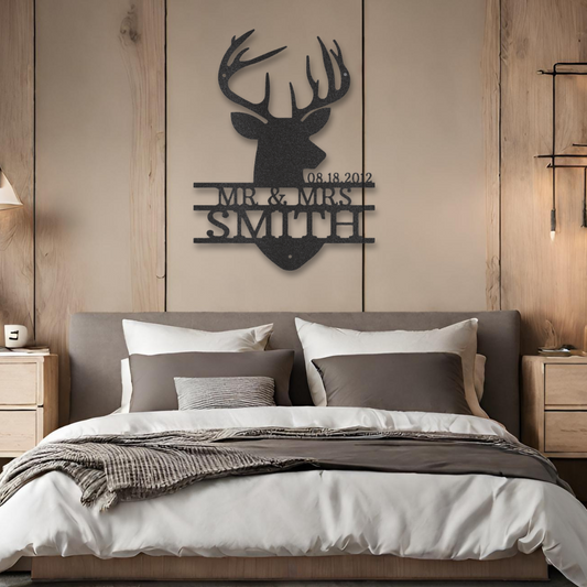 Deer Head Monogram - Steel Sign